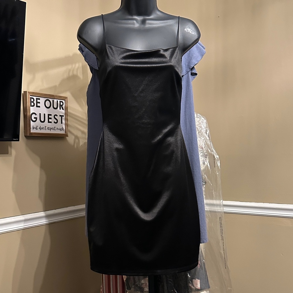 Elegant Black Satin Slip Dress